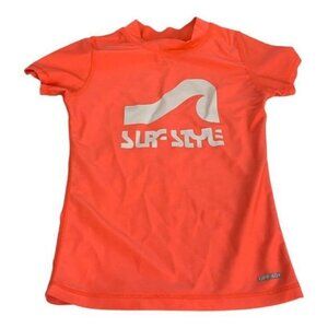 Surf Style Kids Short Sleeve Rashguard Shirt UPF 60+ Orange Size 8 Logo Design